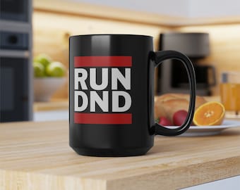 Run DND Black Mug, 15oz