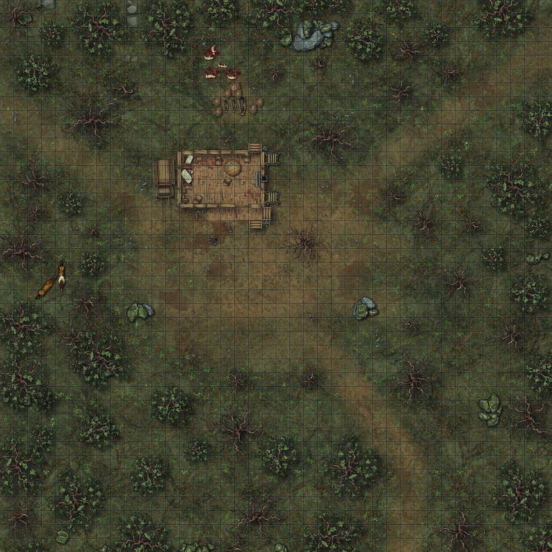 RPG Battlemap: Cabin in the Woods for DnD, Pathfinder (Digital Download) image 2
