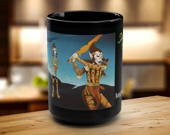 Old School DnD Fiend Folio Tribute Full Art Black Mug, 15oz