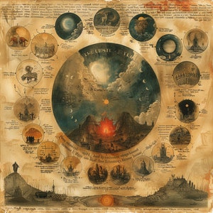 Cosmologie, D&D, Call of Cthulhu, RPG Gaming Asset, Anciennes pages de livres diaboliques pour ajouter de l'horreur à votre jeu, Lovecraftian, cartes astrales