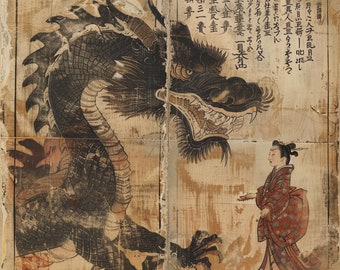 Japanese Dragon Necronomicon Pages, RPG Gaming Asset (Digital Download)