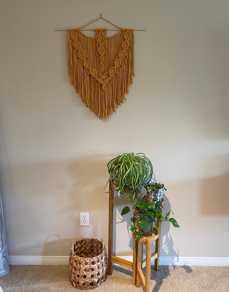 Large Mustard Yellow Macrame Wall Hanging Wall Decor Woven Etsy