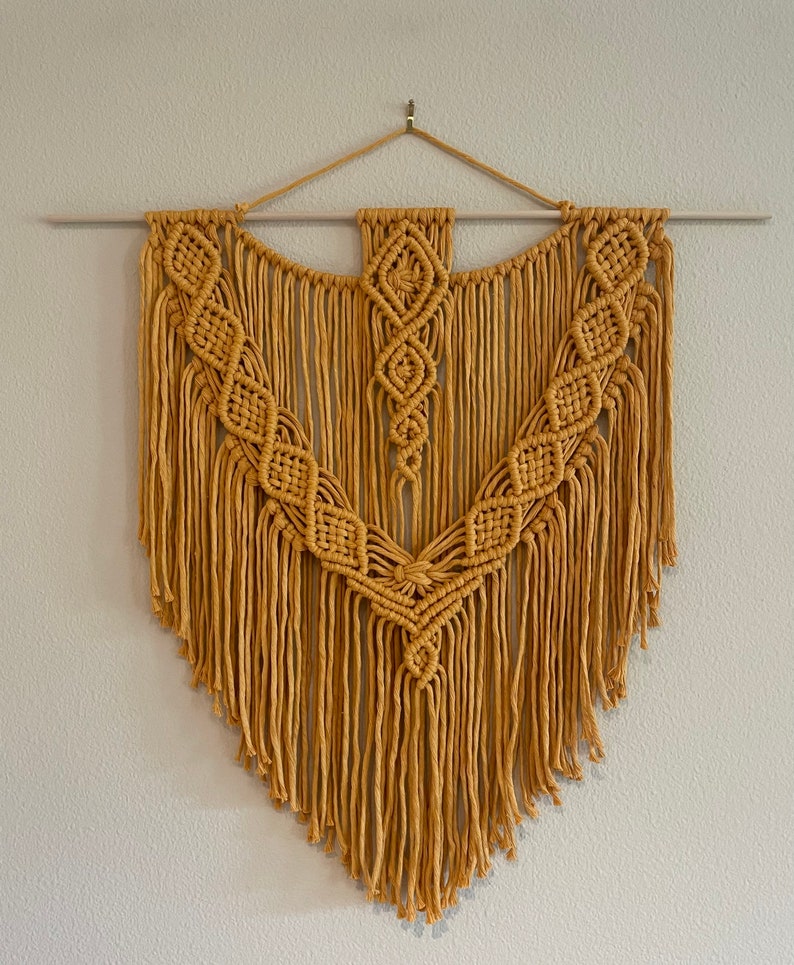 Large Mustard Yellow Macrame Wall Hanging Wall Decor Woven Etsy