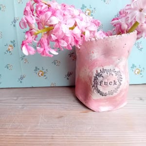 handmade ceramic pottery vase sack pot pink love sweary personalise