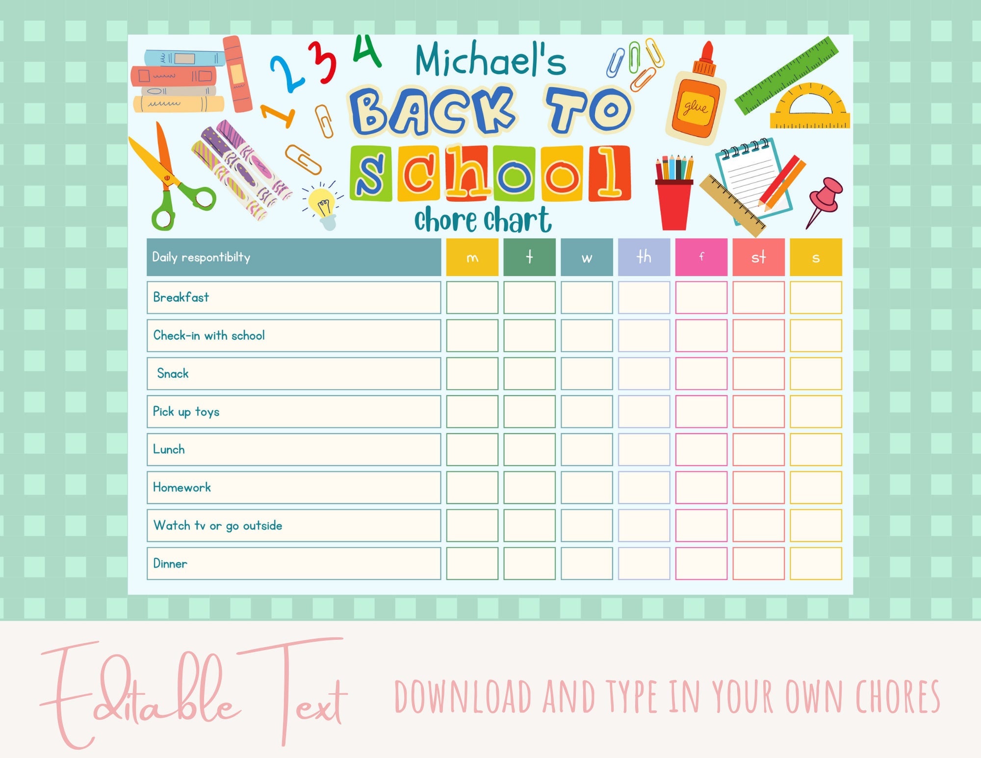 printable-editable-back-to-school-planner-school-calendar-school-checklist-chore-charts-for-kids-printable-school-planner-etsy