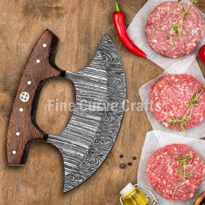 Pizzamesser aus Damaststahl, Pizzaschneider, handgeschmiedetes Messer, Ullu-Messer, Küchenmesser, Pizzamesser für den Heimgebrauch, Mehrzweckmesser Bild 8