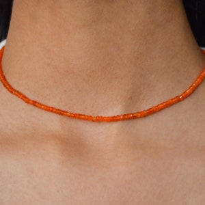 Carnelian Necklace • Dainty Beaded Necklace • August Birthstone Necklace • Carnelian Crystal  • Handmade Natural Gemstone Necklace • Chakra