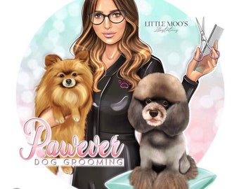 Ontwerp aangepast cartoon huisdier bedrijfslogo: digitaal portret (pdf, jpeg, png)