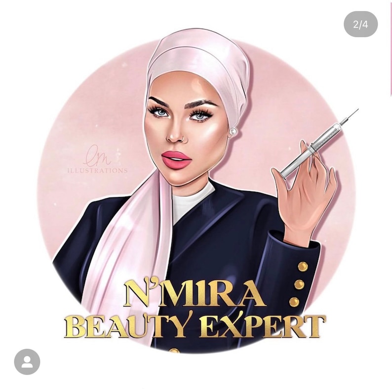 Cartoon Portrait Business Logo | Esthetician, Beauty, Salon, Makeup Artist, Aesthetics, Hairdresser Logo | Custom Avatar Branding, logo image 10