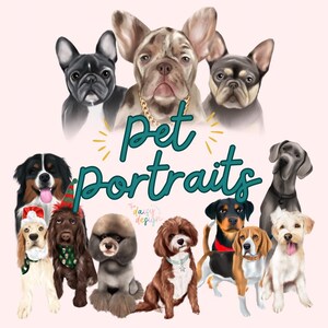 Pet portrait, dog portrait, cat portrait, pet illustration, pet drawing, gifts for pets, Christmas gift, dog illustration, cartoon pet, dog