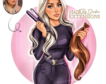 Custom Hairdresser Cartoon Logo: Hair Stylist Avatar (Digital Portrait)