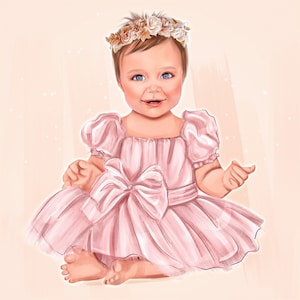 Baby Portrait, Mothers Day, Custom Family Portrait, Newborn Baby Gift Idea, Custom Drawing, Portraiture, Child Gift Idea, Child portrait