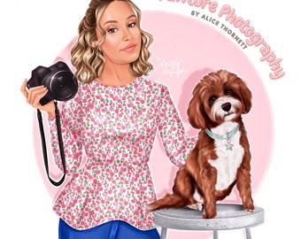 Aangepast cartoonlogo-ontwerp huisdiertrimmer: Pet Boutique-branding (digitaal item)