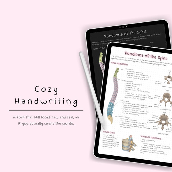Handwritten Font (CozyMonday) for Digital Planner and Student Note Taking, Cute and Messy Handwriting Font for Goodnotes, Notability and co.