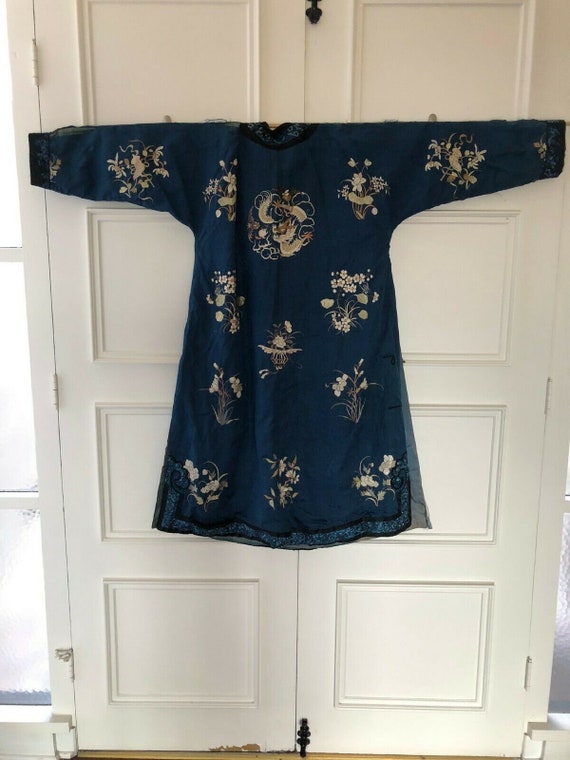 Chinese Antique Silk Embroider Robe "51" (L) #MD4… - image 6