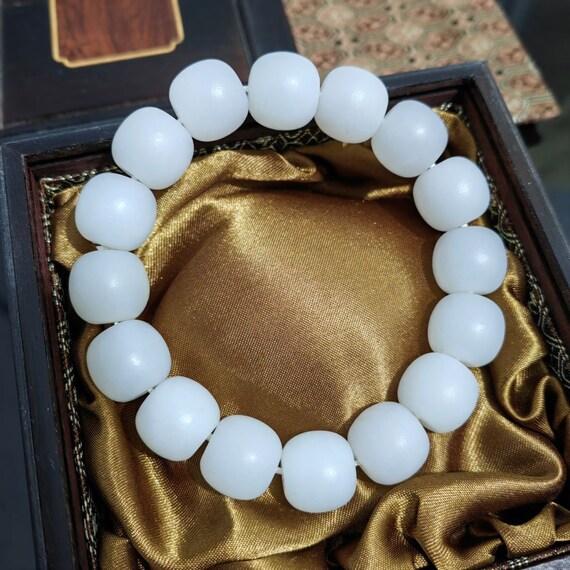 Chinese White Hetian Jade Bracelet - image 2