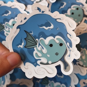 Autocollant transparent vague mer océan bleu mignon