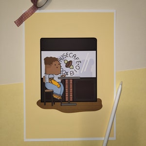 Illustration A5 A4 A3 café, stad