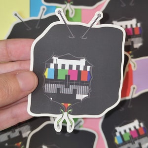 Autocollant transparent télévision mire mignon