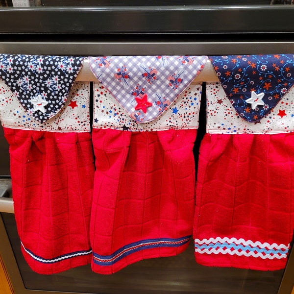 4th of July Kitchen Dishwasher or Oven Hanging Towels, Seasonal, Patriotic Accessory, Decorative Accent, Independence Day, Embellishment