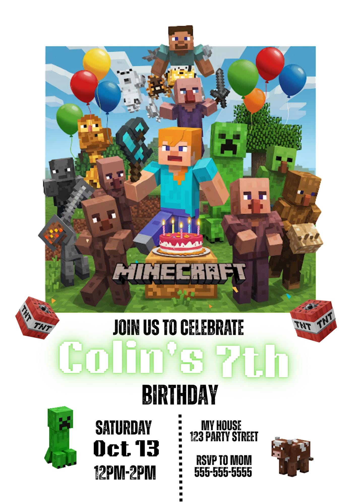 Editable 4x6 Minecraft Invite – Canva, Under $5
