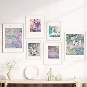 Monet Wall Art, Set f 6 Prints, Lilac Wall Art, Purple Gallery Wall Set, Vintage Gallery Wall, Flower Wall Art, Lavender Wall Art