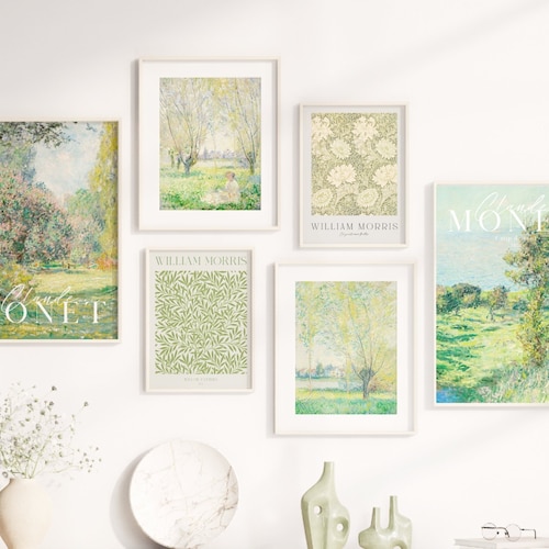 Set of 6 Sage Green Gallery Wall Set Print Set William Etsy