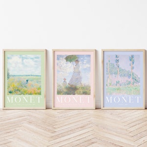 Set of 3 Monet Print, Monet Gallery Wall Set, Pastel Claude Monet Art Gallery Set, Monet Poster, Printable Wall Art