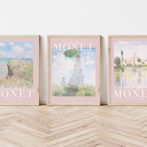 Set of 3 Monet Print, Monet Gallery Wall Set, Pastel Art Print Gallery Set, Monet Poster, Printable Wall Art