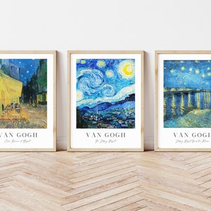 Set of 3 Van Gogh Print, Starry Night Print, Van Gogh Poster, Exhibition Poster, Museum Poster, Printable Wall Art