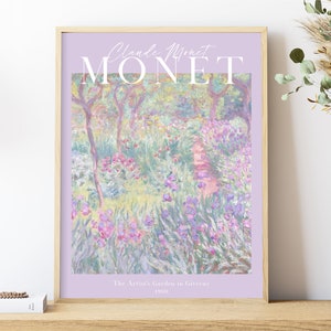 Monet Print Download, Pastel Purple Monet Poster, Classic Painting Poster, Exhibition Poster, Printable Wall Art, Museum Poster