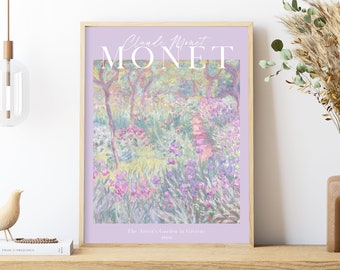 Monet Print Download, Pastel Purple Monet Poster, Classic Painting Poster, Exhibition Poster, Printable Wall Art, Museum Poster