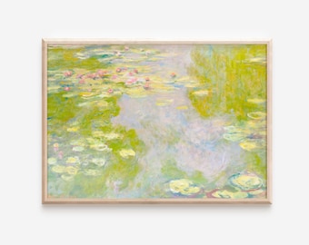 Claude Monet Water Lily Print | Impressionist Art Digital Download | Vintage Landscape Painting Poster | Monet Wall Art | Horizontal Print