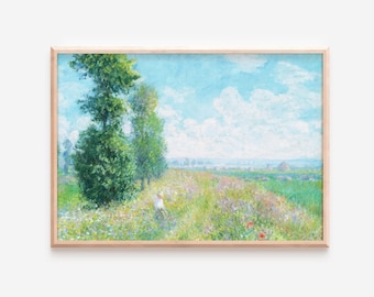 Claude Monet Meadow with Poplars Print, Impressionist Landscape Art, Printable Wall Art, Digital Download, Monet Painting Poster