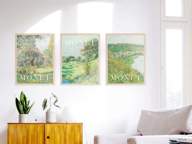Set of 3 Monet Print, Monet Gallery Wall Set, Pastel Claude Monet Art ...