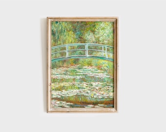 Monet waterlelies kunst aan de muur, impressionistische print, landschapsschilderkunst, Claude Monet poster, impressionistische kunst, afdrukbare muurkunst