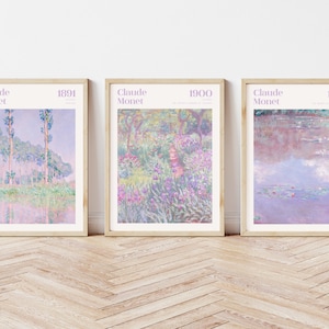 Set of 3 Monet Print, Monet Painting Gallery Wall Set, Lavender Gallery Wall Set, Monet Gift, Printable Wall Art