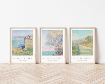 Claude Monet Print Set of 3, Printable Wall Art Download, Digital Gallery Wall Set, Classic Paintings Exhibition Posters