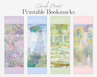 Monet Bookmark | Printable Bookmarks | Digital Download Bookmark |  Bookmarks PDF | Monet Print | Pastel Bookmarks