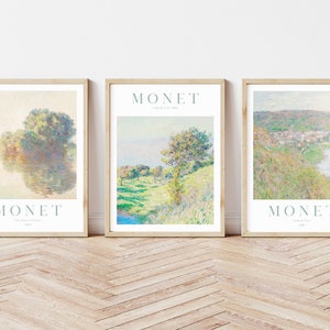 Set of 3 Monet Print, Monet Gallery Wall Set, Sage Green Gallery Set, Monet Poster, Printable Wall Art