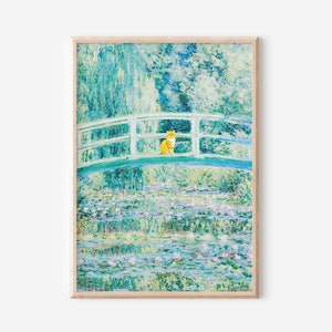 Monet Water Lily Pond Cat Poster, Monet Art Print, Orange Cat Print, Orange Cat Gift, Funny Cat Print, Monet Floral Print