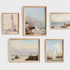 Vintage Coastal Wall Art Set | Printable Beach Gallery | Nautical ...