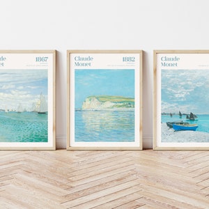 Set of 3 Monet Print, Nautical Gallery Wall, Coastal Art Prints, Beach Print, Seascape Print, Monet Gallery Wall Set, Printable Wall Art