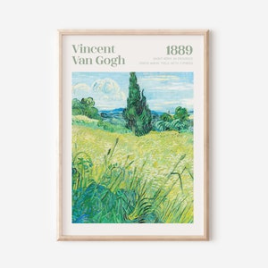 Green Van Gogh Print, Impressionist Landscape, Digital Download Wall Art, Famous Painting Poster, Vintage Home Decor