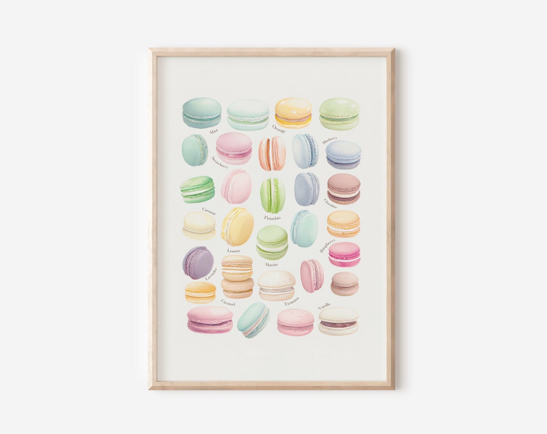 French Pastry Art Print, Macaron Art Print, Paris Cafe Prit, Food Art