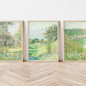 Set of 3 Monet Print, Monet Gallery Wall Set, Pastel Claude Monet Art Gallery Set, Monet Poster, Printable Wall Art
