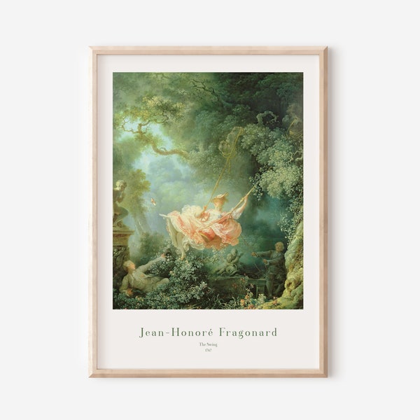 The Swing Art Print, Girl on Swing, Fragonard the swing, Baroque art , Vintage painting, oil painting, Instant Download