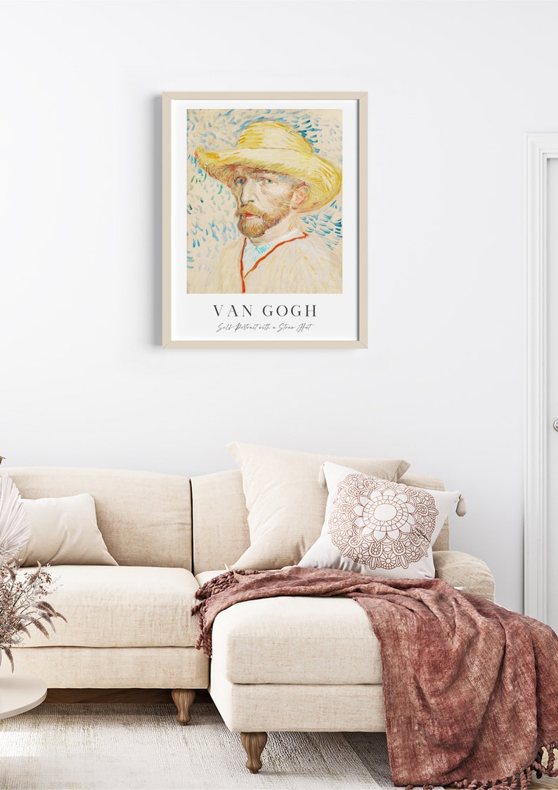 Straw Hat Van Gogh Wall Art Famous Artist Painting Self - Etsy