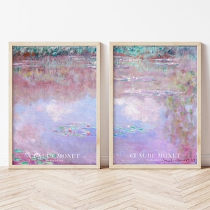Set of 2 Monet Art Print, Water Lilies Print, Pastel Art Print Gallery, Monet Floral Print, Vintage Poster