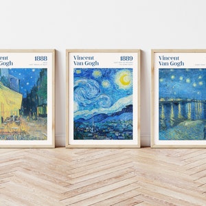Set of 3 Van Gogh Print, Starry Night Print, Van Gogh Poster, Exhibition Poster, Museum Poster, Printable Wall Art